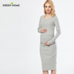 Green Home High Quality Long Maternity Dress