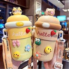 Portable crossbody water cup high value cute carto