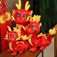 Festive Year of the Dragon Mascot Red Gold Dragon 