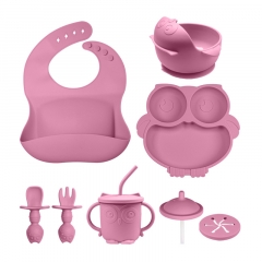 Silicone cutlery set 7 piece set of children's owl