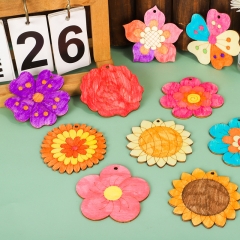 New Cartoon Flower Wooden Chips DIY Handmade Mater