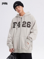 F426 big LOGO patch cardigan sweatshirt national t