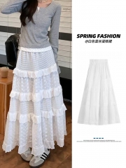 Lace cake skirt women's spring summer 2024 new hig