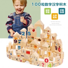 100 Wooden Fruits, Animal Building Blocks, Number 