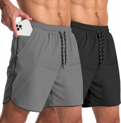 2 Pack Mens Workout Athletic Shorts 5 inch Inseam 