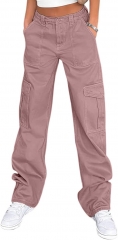 Women's cargo pants, high-waisted slacks, loose el