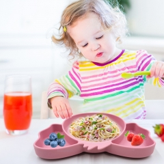 Cute children's silicone dinner plate, baby grid d