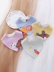 Newborn cotton soft bib, concealed buckle, cartoon