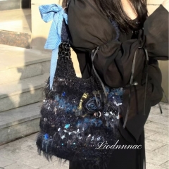 Exclusive custom-made black and blue sequined meta