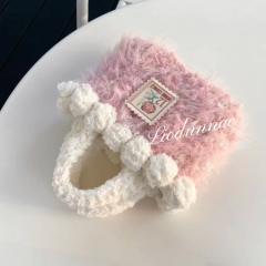 Pink lovely princess cloud cake plush knitted bag