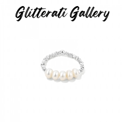 Crushed silver pearl ring