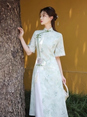 2024 Spring and Autumn New Tea Dress Cheongsam Wom