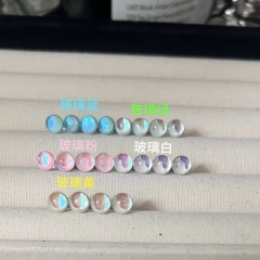 6mm colored glass ear stud, titanium steel cochlea