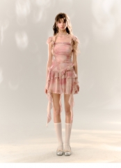Sling skirt pleated skirt small flying sleeve cake