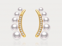 Akoya Sea Pearl 18K Gold Diamond Earrings for Wome