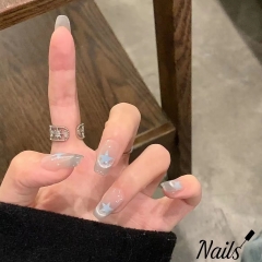 Hand-worn nail new 2024 summer ice blue Y2K star F