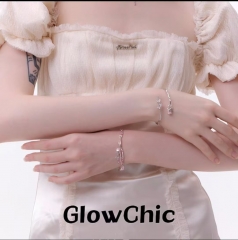 Metallic Pink Girl Rose Bracelet Spring Summer Bea