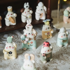 Ceramic Bears Ornaments Colourful Decorations