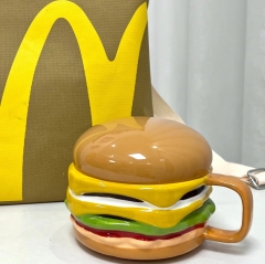 Creative Burger Cup with Lid Ceramic Gift