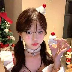 新年头饰敲可爱的樱桃奶油小蛋糕发夹女氛围感装饰发卡夹子发饰品