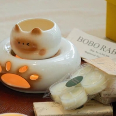 《猫爪香薰炉》礼盒香砖暹罗猫可爱香薰蜡烛蜡块女生生日礼物闺蜜