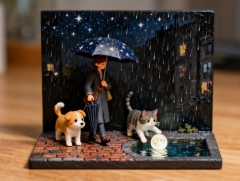 安特商铺角落系列氛围摆件（雨夜漫步款）