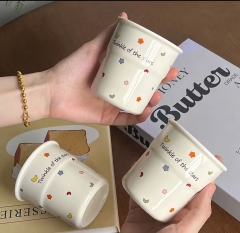 星星月亮陶瓷杯ins手握杯咖啡杯办公室带盖奶油风马克杯