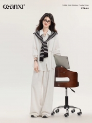 Women's Korean-Style White Long-Sleeve Fashion Shi