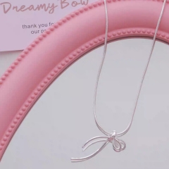 Dreamy Bow^少女心结^小众丝带蝴蝶结项链锁骨链女颈链甜美高级感