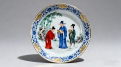 Chinese Style Hand-Painted Ceramic Plate with Anci