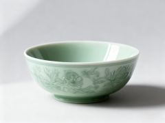 Hand-Painted Celadon Glaze Porcelain Bowl - Chines