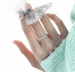 Mint Mambo Style 925 Sterling Silver Butterfly Rin