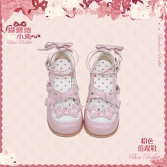 Bowknot Bunny Round-Toe Shoes 粉色 38