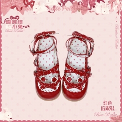 Bowknot Bunny Round-Toe Shoes 红色 39