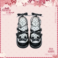 Bowknot Bunny Round-Toe Shoes 黑色 37