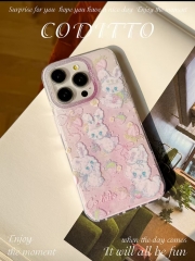 Strawberry Rabbit Double-Layer Phone Case: Cute &a