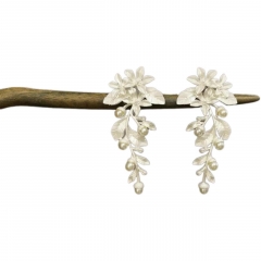 Vintage French white flower earrings
