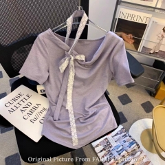 2025夏季新款挂脖女上衣甜辣风格【紫色，绿色】