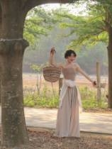 Elegant Minimalist Vintage Khaki Tube Top, Built-i